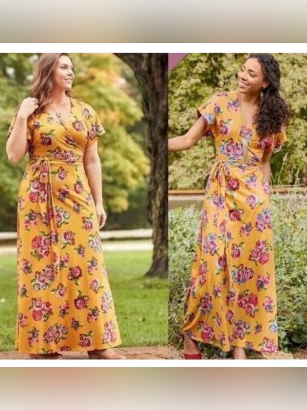 Alana - MJ Yellow Floral Wrap Maxi Dress - Women's Summer Dress